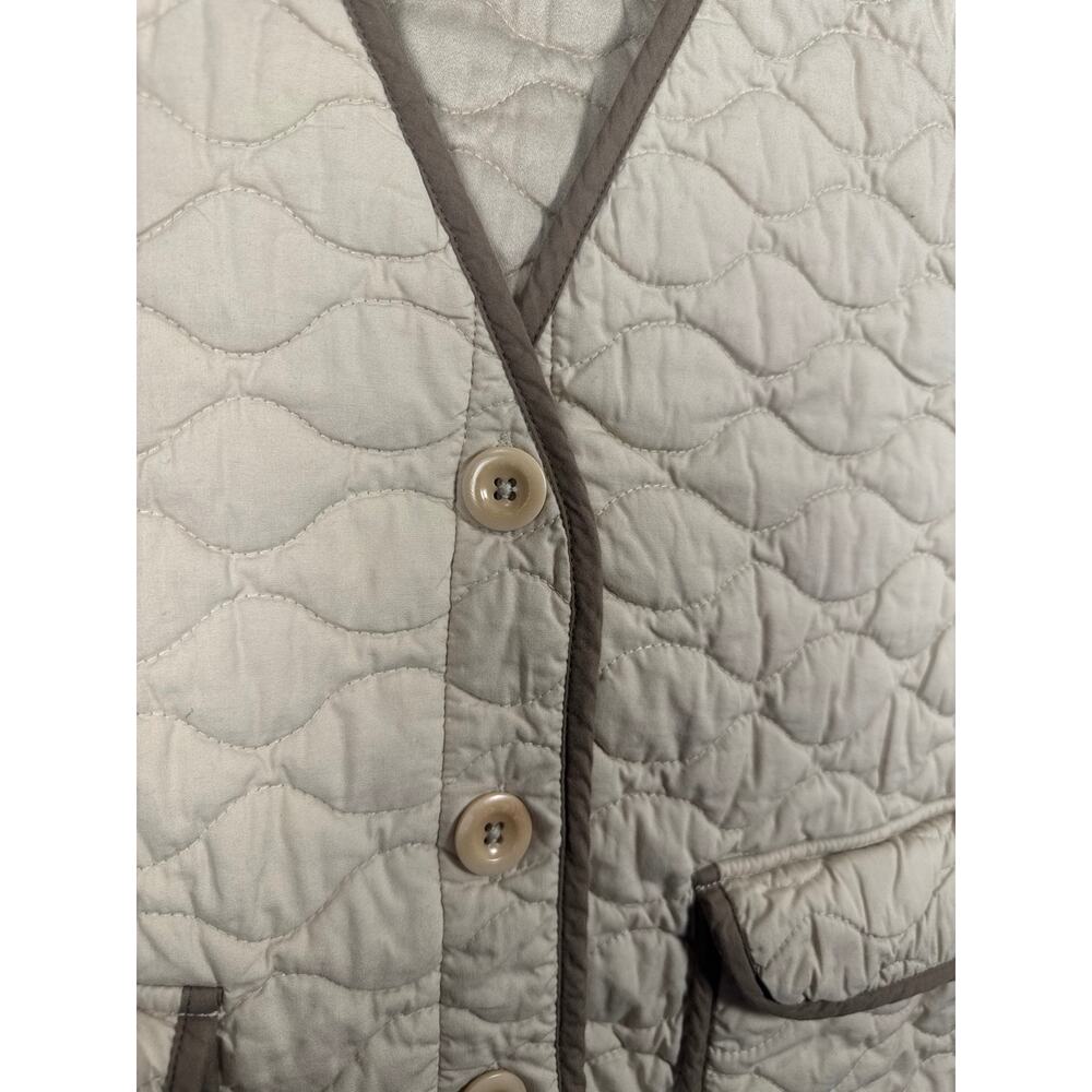 MATE the Label Organic Cotton Quilted Vest - Mushroom (Beige) / Brown Trim - M - Picture 6 of 8